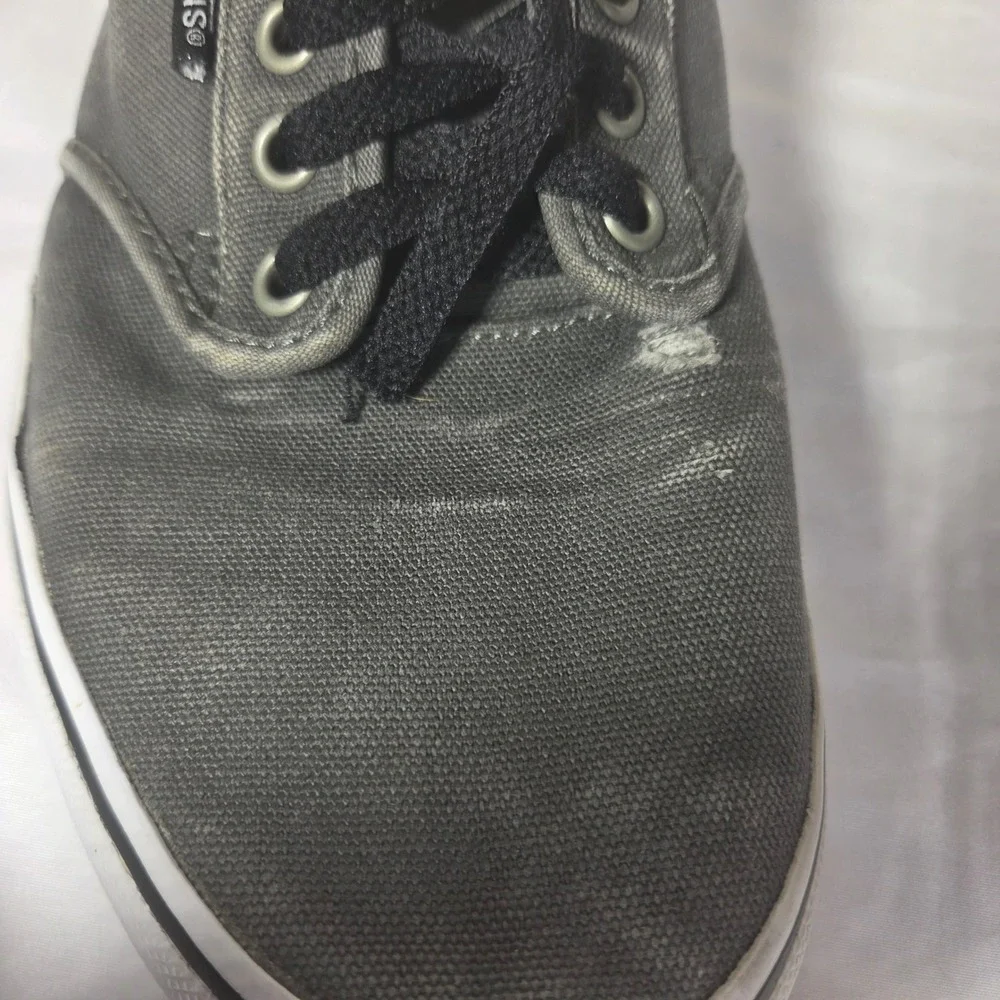 Vans Atwood Low Top Skate Shoes Gray Canvas Black Laces Sneakers M-9